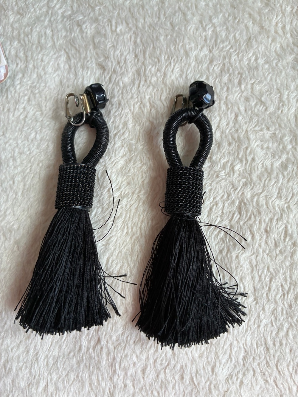 Black Tassel Drop Earrings